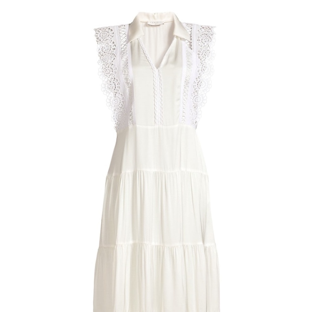 SANDRO PARIS Maxime Lace Detail Midi Dress